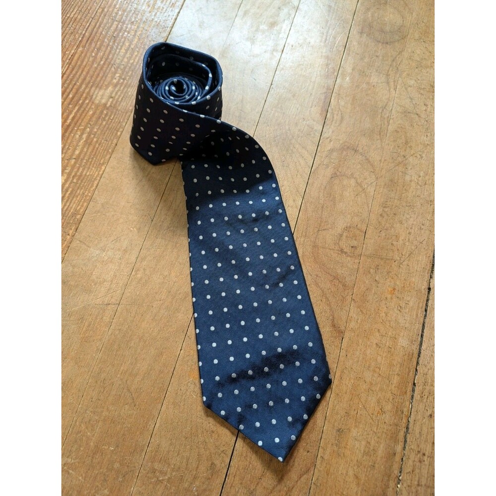 Lauren Ralph Lauren Silk Necktie Tie Polka Dot Blue Business Party Suit 3.25"